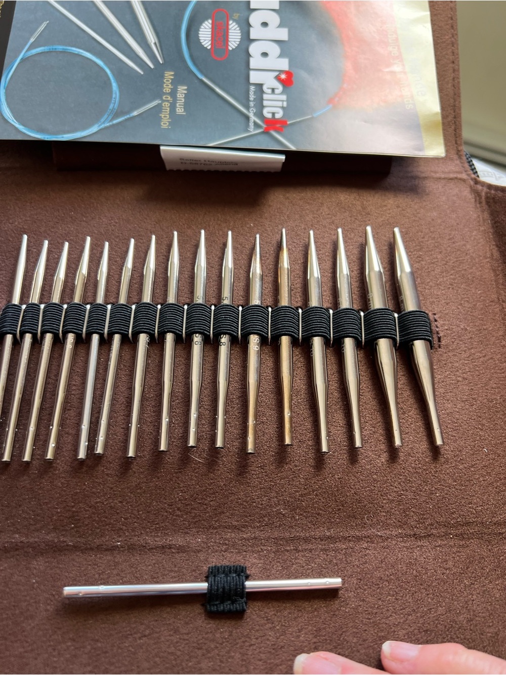 Addi Click Short Rocket Interchangeable Circular Needle Set - Brown Case - Picture 3 of 9